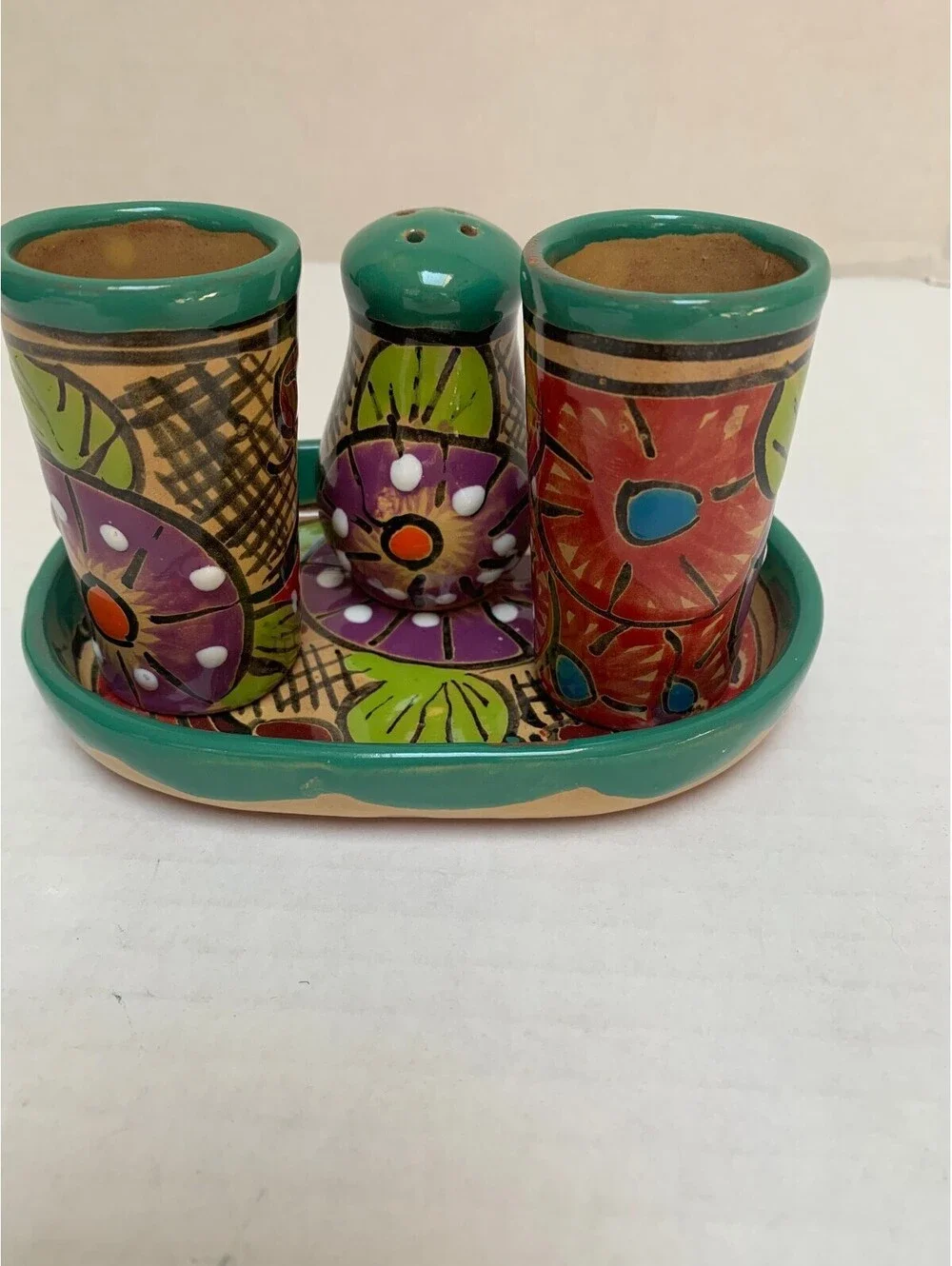 NWOT Mextequil 4 Piece Talavera Set Mexican Folk Art Tequila Set